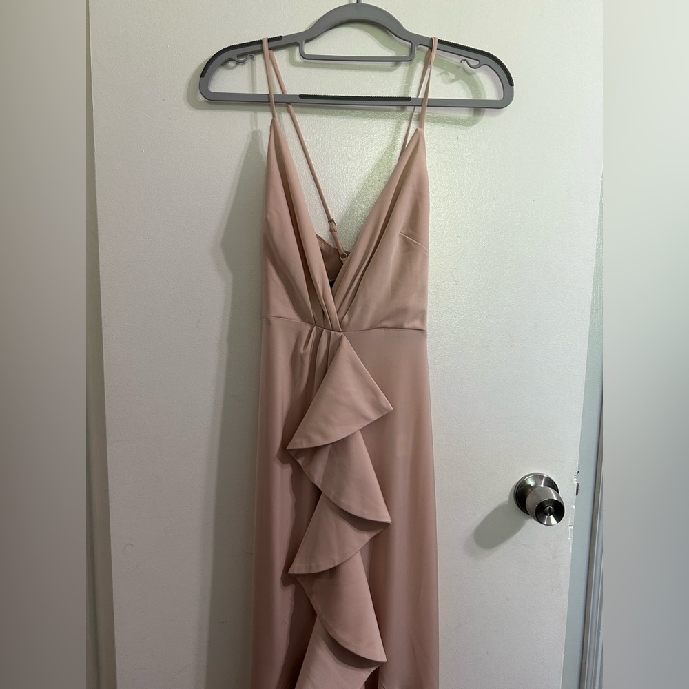 NBD Revolve Light Me Up Ruffle Blush Pink Gown - Picture 4 of 7